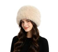 Lina & Lily Women's Winter Cossack Hat Russian Style Long Pile Faux Fur (Beige)