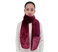 Lina & Lily Women's Winter Faux Fur Scarf Neck Warmer with Pockets (Dark Red)