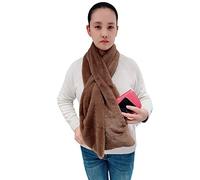 Lina & Lily Women's Winter Pull-Through Faux Fur Scarf with Hidden Zipper Pocket (Coffee)