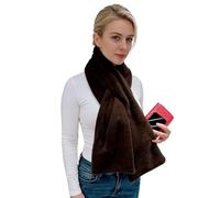 Lina & Lily Women's Winter Pull-Through Faux Fur Scarf with Hidden Zipper Pocket (Dark Brown)