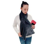 Lina & Lily Women's Winter Pull-Through Faux Fur Scarf with Hidden Zipper Pocket (Dark Grey)