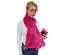 Lina & Lily Women's Winter Pull-Through Faux Fur Scarf with Hidden Zipper Pocket (Dark Pink)