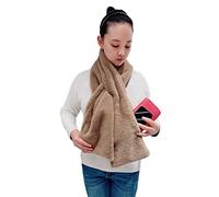 Lina & Lily Women's Winter Pull-Through Faux Fur Scarf with Hidden Zipper Pocket (Khaki)
