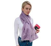 Lina & Lily Women's Winter Pull-Through Faux Fur Scarf with Hidden Zipper Pocket (Lavender)