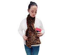 Lina & Lily Women's Winter Pull-Through Faux Fur Scarf with Hidden Zipper Pocket (Leopard Brown)