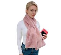 Lina & Lily Women's Winter Pull-Through Faux Fur Scarf with Hidden Zipper Pocket (Light Pink)