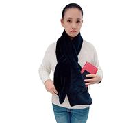 Lina & Lily Women's Winter Pull-Through Faux Fur Scarf with Hidden Zipper Pocket (Navy Blue)