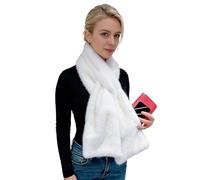 Lina & Lily Women's Winter Pull-Through Faux Fur Scarf with Hidden Zipper Pocket (Snow White)