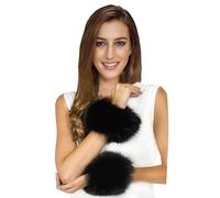 Lina & Lily Women's Winter Wrist Cuffs Warmers Faux Fur Fluffy (Black)
