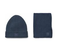 Lina organic cotton bonnet and choker set Navy blue 1/2 years