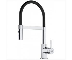 Lina Semi-Pro Kitchen Mixer Tap, 205 x 410 mm, with pull-out spray, Chrome/Black (115.0626.085)