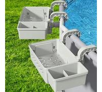 LinaLife 2 Pack Outdoor Pool Storage Container Basket With Cup Holder Container Above Pool Poolside Storage Cup Holders Fit 3-Inch Smaller Top Rails Pool Hanging Basket for Above Ground Pool