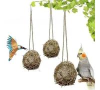 LinaLife 3Pcs Birds Nestings Materials Ball Set Durable Birdhouses Hummingbirds Parrots Toys Nesting Parrot Chew Rattan Balls Wire Drawing Cotton Inner Core Hanging Bird Cage Accessories