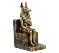 LinaLife 5.7" Tall Ancient Egypt Anubis Statue Figurine Home Desktop Sculpture Ornament Anubis Sitting on Throne Statue Cold Cast Resin Antique Bronze Finish Sculpture