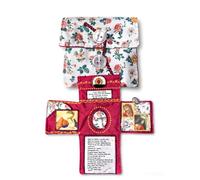 LinaLife Handcrafted Pocket Devotional - Faith Edition Cross-Shaped Fabric Pouch Sewing Pocket Devotional with Cross Saint Images Prayers Folding Pockets Shrine Catholic, Christian Pockets Altar