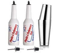 LINALL Flair Bottle - 5pcs Flair Bartender Kit, 2 Flair Bottle, 1 Boston Shaker, Practice & Performance Bottle - FLKT0004 (5pcs Set)