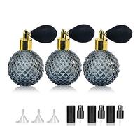 LINALL Perfume Atomizer Spray Bottle 3.4 Oz / 100 ml - Vintage Refillable Glass Bottle Set of 3