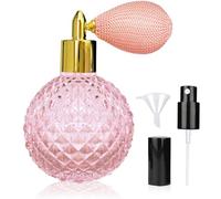 LINALL Perfume Bottle Vintage Atomizer Spray Bottle 3.4oz Empty Refillable Perfume Atomizer Glass Bottle Great for Perfume Home Decoration Cocktail Pink, SPBT0003