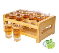 LINALL Shot Glass Set 0.7oz/20ml 12pcs Clear Shot Glass Holder Set Mini Shot Glass Perfect for Party, Bar, Club, Cocktail (12pcs)