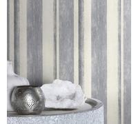 Linares Stripe Blue Sage Cream Wallpaper Extra Washable Vinyl Paste The Wall