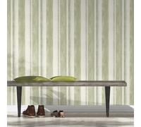 Linares Stripe Blue Sage Cream Wallpaper Extra Washable Vinyl Paste The Wall
