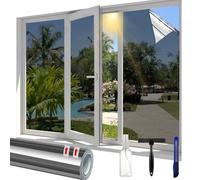 Linarun One Way Window Film Privacy Film for Glass Windows 115 * 200cm Anti Glare UV Blocker Reflective Window Film Window Tint Film Home, office Silver
