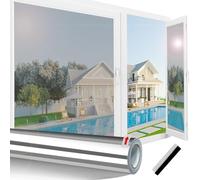 Linarun Privacy Film for Glass Windows 60x400 with Tools | Heat Reflective Window Film Mirror Effect Silver One Way Window Film Anti Glare Blocking UV, Static Cling