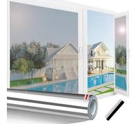 Linarun Privacy Film for Glass Windows 75x200 with Tools | Heat Reflective Window Film Mirror Effect Silver One Way Window Film Anti Glare Blocking UV, Static Cling