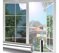 Linarun Reflective Window Film 80x400 Window Film Privacy Film for Glass Windows Daytime One Way Mirror Effect See Out Not In Heat Reflective Anti Glare Blocking UV, Silver Vinyl, Static Cling
