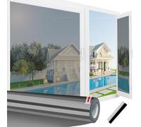 Linarun Reflective Window Film Privacy 44.5x400 | One Way Window Film UV Mirror Window Tint Film Home Anti Glare Glass Film | Static Window Mirror Film for Sun Blocker Heat Reducing, Black Silver