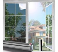 Linarun Window Film Privacy One Way 90x400 | Heat Reflective Window Film Anti Glare Sun Blocking Privacy Film for Glass Windows, Black Silver, Static Cling