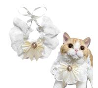 Linassry Elegant Lace Cat Collar with Cute Bow, Adjustable and Breakaway Kitten Collars Pet Bibs Bandana Accessories - Idear for Birthdays, Weddings & Photoshoots