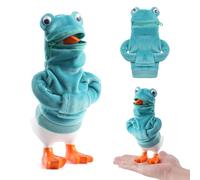 linastu 7inch Desk Goose Outfits, Mini Desktop Goose Clothes Desk Goose Accessories Set for Magnetic Goose Statue (Frog Hoodie)