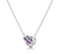 Linawe Amethyst Purple Silver Necklace for Women, Hypoallergenic Stainless Steel Chain, Interlocking Double Circle Pendant Dainty Moissanite Imitation Diamond Birthstone Necklaces