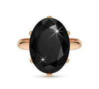 Linawe Black Rings for Women, Cubic Zirconia Imitation Diamond Adjustable Emo Ring, Rose Gold Crystal Gemstone Birthstone Rhinestone Gothic Chunky Vintage Boho Ring Costume