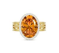 Linawe Chunky Gold Birthstone Rings for Women, Oval Imitation Diamond Fake Citrine Adjustable Ring, Faux Crystal Gemstone CZ Rings, Statement Cocktail Ring Costume Jewellery