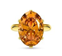 Linawe Citrine Morganite Orange Topaz Adjustable Rings for Women, Gold Cubic Zirconia Imitation Diamond Gemstone Crystal Birthstone Rhinestone Cocktail Ring Love Costume Jewellery