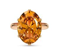 Linawe Citrine Morganite Rose Gold Adjustable Rings for Women, Orange Topaz Cubic Zirconia Imitation Diamond Cocktail Gemstone Crystal Birthstone Rhinestone Ring Costume Jewellery