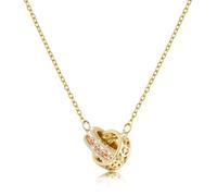 Linawe Citrine Yellow Gold Necklace for Women, Hypoallergenic Stainless Steel Chain, Interlocking Double Circle Moissanite Imitation Diamond Birthstone Rhinestone Cubic Zirconia Pendant