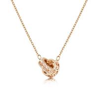 Linawe Citrine Yellow Necklace for Women, Interlocking Double Circle Pendant, Hypoallergenic Stainless Steel Chain, Moissanite Imitation Diamond Birthstone Rhinestone Rose Gold Necklaces