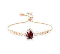Linawe Fake Diamond Teardrop Charm Adjustable Bracelets for Women | Gold Plated, Copper, Rhinestone, Crystal, Birthstone, Stone, Cubic Zirconia, Pear Shape, Tear Drop, Sparkly, Tennis, Costume