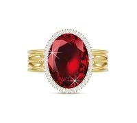 Linawe Garnet Gold Adjustable Rings for Women, Burgundy Red Birthstone Fake Imitation Diamond Chunky Rings, Faux Crystal Gemstone Rhinestone Cubic Zirconia Statement Ring Costume