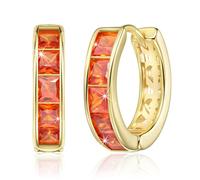 Linawe Gold Hoop Huggie Earrings for Women, Orange Cubic Zirconia Imitation Diamond Rhinestone Crystal Stud Earrings, Cartilage Helix Tragus Piercing Jewellery, Cute Dainty Small Hoops
