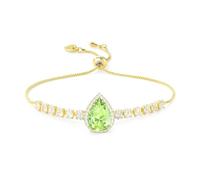 Linawe Green Peridot Charm Bracelet, Crystal Imitation Diamond Rhinestone Gold Chain Bracelets for Women, Birthstone Moissanite Cubic Zirconia Bracelet Set, Prom Costume Jewellery