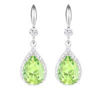 Linawe Green Peridot Silver Dangle Earrings for Women Trendy, Imitation Diamond Rhinestone Teardrop Cubic Zirconia Crystal Drop Dangle Earrings Dangling, Wedding Chandelier Jewellery