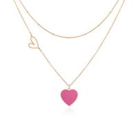 Linawe Hot Pink Heart Pendant Layered Necklaces for Women Trendy, Rose Gold Stainless Steel Choker Layering Necklace Set, Preppy Cute Y2K Jewelry, Gift Valentines Day Anniversary, XL009-FUS-ROS-UK