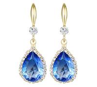 Linawe Imitation Diamond Dangle Earrings for Women Trendy, Rhinestone Drop Chandelier Earrings, Teardrop Crystal Cubic Zirconia Wedding Jewelry Set, 14K Gold/Rose Gold/Silver Tone, Gold,Mar,Dec,