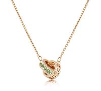 Linawe Interlocking Circle Peridot Green Necklace for Women, Moissanite Imitation Diamond Crystal Rhinestone Birthstone Cubic Zirconia Pendant Rose Gold Necklaces, Stainless Steel Chain