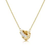 Linawe Interlocking Double Circle Pendant Necklace for Women, Gold Hypoallergenic Stainless Steel Chain Dainty Necklaces, Moissanite Imitation Diamond Crystal Rhinestone Birthstone Jewellery