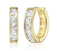 Linawe Moissanite Earrings, Gold Hoop Stud Earrings for Women Trendy, Cubic Zirconia Tragus Piercing Huggie Earrings, Helix Small Hoop Cartilage Earrings, Mini Chunky Tiny